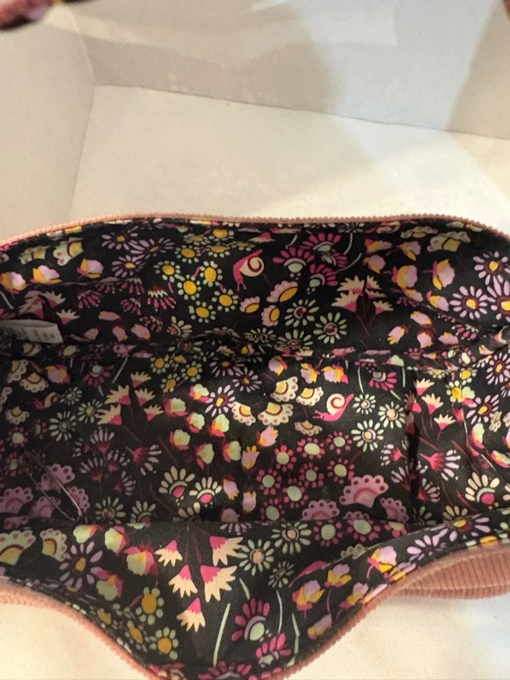 Vera Bradley make up travel toiletries bag coral‎ corduroy cosmetic bag see thur